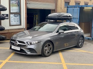 2019 Mercedes A-class - Thule Square Roof Bars and Thule Ocean 100 Roof Box