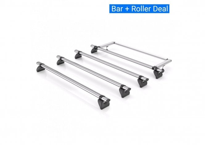 Rhino KammBar Fleet Roof Bars + Roller - 4 Steel Bars - Mercedes Sprinter 2006  class=