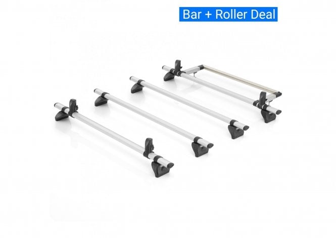 Rhino KammBar Pro Roof Bars + Roller - 4 Aluminium Bars - Nissan NV400/Interstar 2010 on - L1H1 / L1H2 / L2H2 / L3H2 / L4H2 Twin Doors