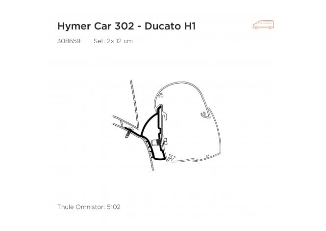 Thule Adapter 5102 - Hymer Car 302 - Ducato L1/H1 (Set: 2x 12cm)