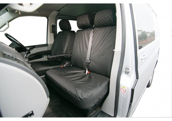 Town and Country Tailored Front Seat Cover Set - VW Transporter T6 - Black