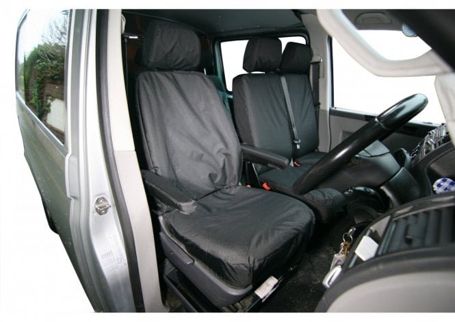 Town and Country Tailored Single Front Seat Cover - VW Transporter T6 - Black